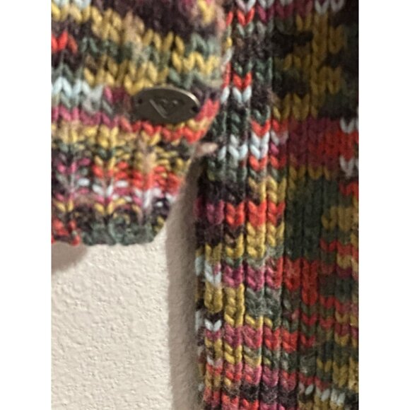 Roxy Women’s Cropped Multicolor Wool Blend Sweater Long Sleeve Size Small - Picture 7 of 9